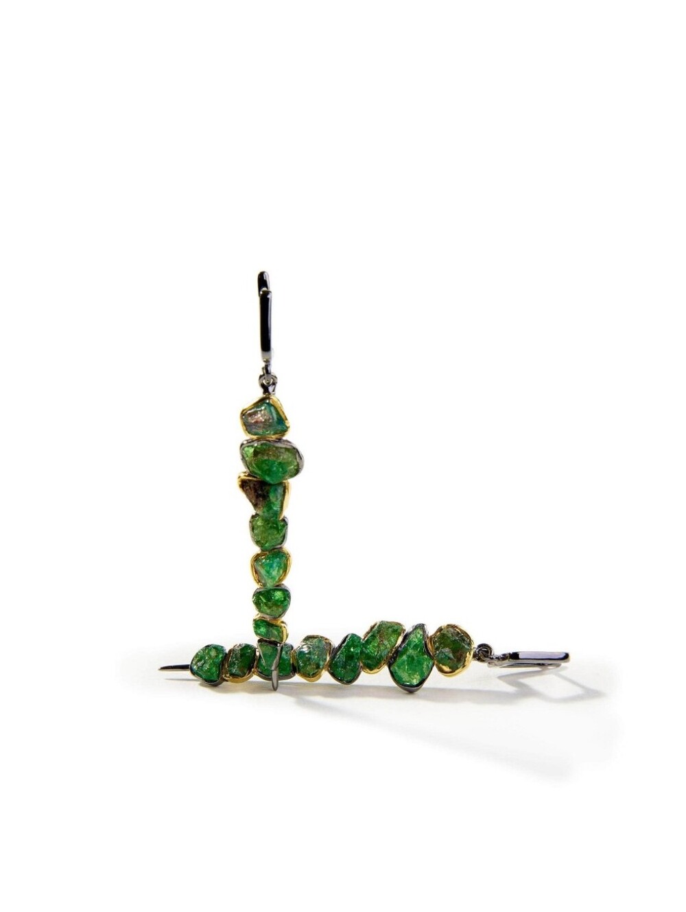 Tsavorite Garnet 18K 925 Black Rhodium Earrings -German Kabirski- Luxury Jewelry - Picture 3 of 12